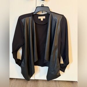 Micheal Kors SZ M Black sweater jacket faux leather and knit. Perfect condition